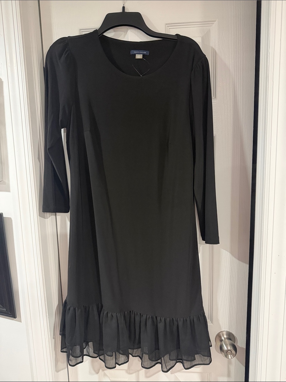 Tommy Hilfiger Black Ruffle Hem Dress Size 12 new